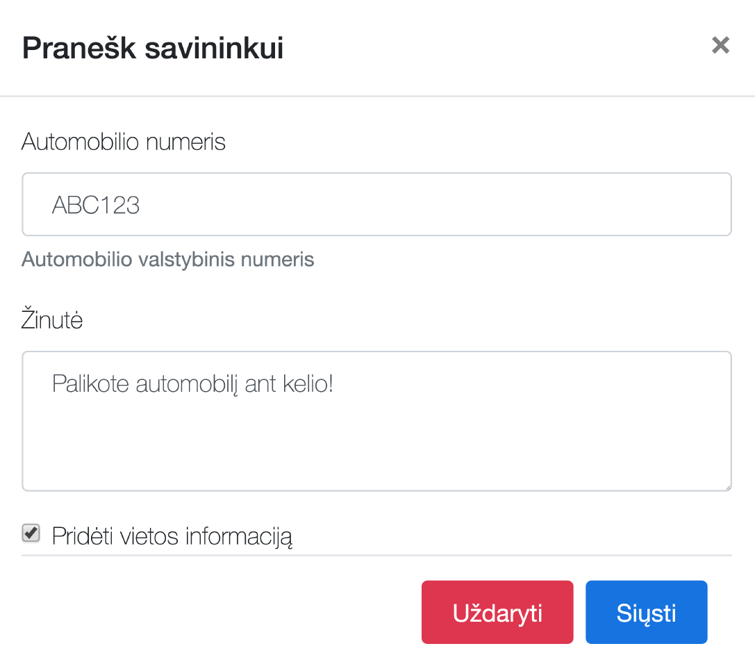 Atsidarai ParkRant.com ir siunti žinutę